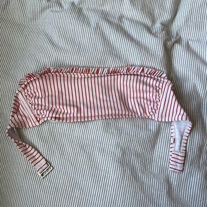 Red and white strapless top